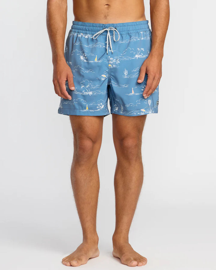 BILLABONG LINEUP LAYBACK ELASTIC WAIST SHORT - STEEL BLUE (SSB)