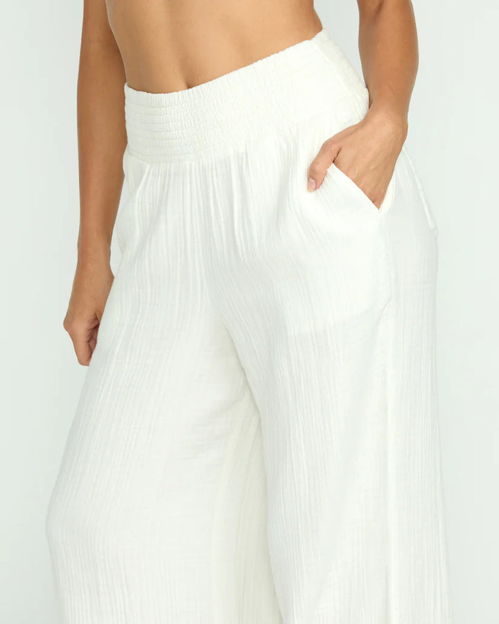 BILLABONG NEW WAVES GAUZE ELASTIC PANT - WHITE