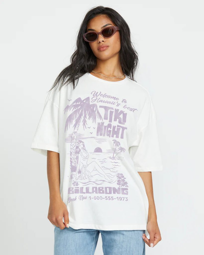 BILLABONG HIGH ON LIFE OVERSIZED WOMENS TEE - WHITE