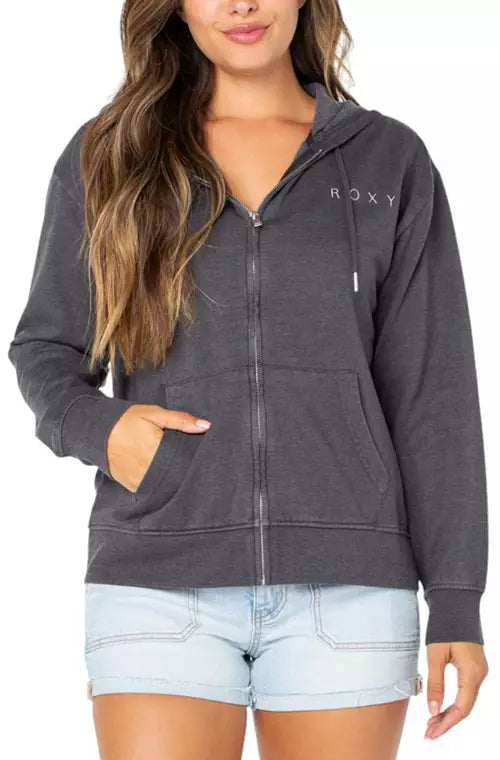 ROXY SWEET RHYTHM ZIP HOODIE - PHANTOM BLACK