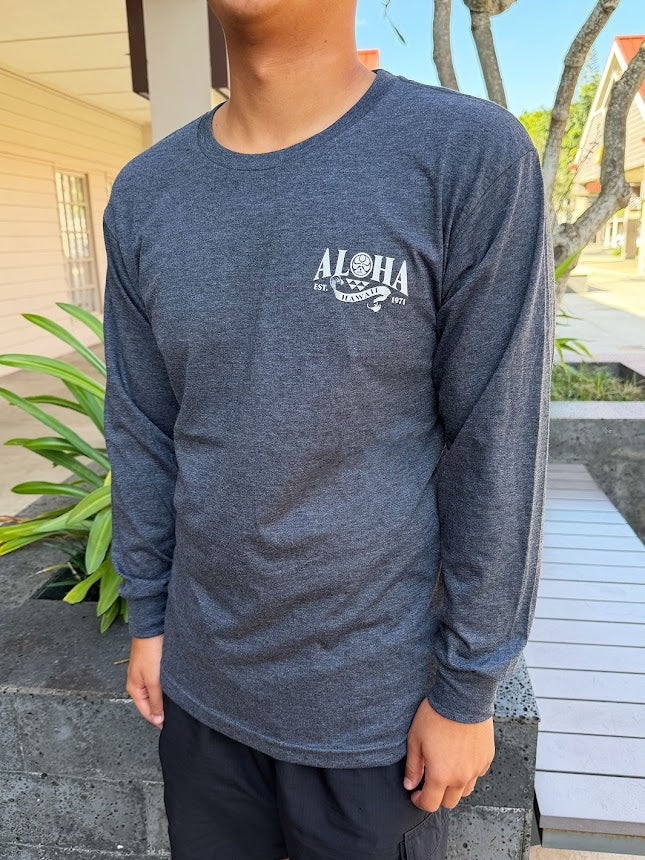 HIC ALOHA KAMEHAMEHA LONG SLEEVE - CHARCOAL HEATHER