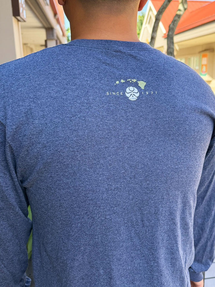 HIC ALOHA SINCE 71 LONG SLEEVE TEE - HEATHER NAVY