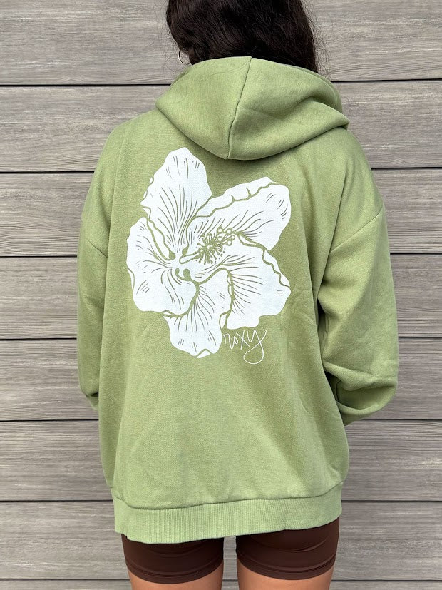 ROXY HIBI EVENING LINEUP WOMENS ZIP HOODIE - GREEN