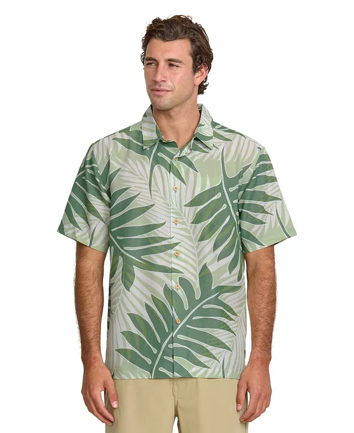 QUIKSILVER WATERMAN VACATION BUTTON DOWN WOVEN SHIRT - CELERY