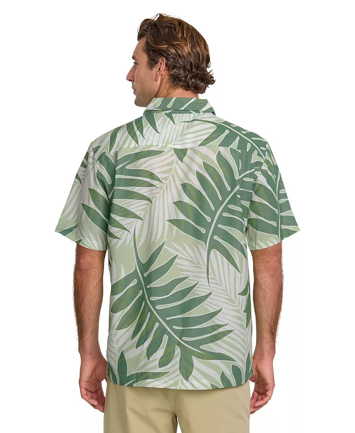 QUIKSILVER WATERMAN VACATION BUTTON DOWN WOVEN SHIRT - CELERY
