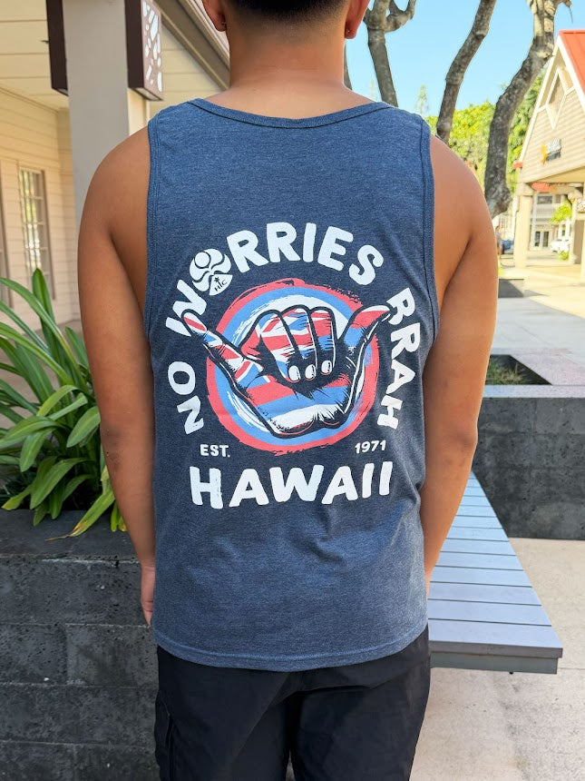 HIC NO WORRIES BRAH TANK TOP - NAVY HEATHER
