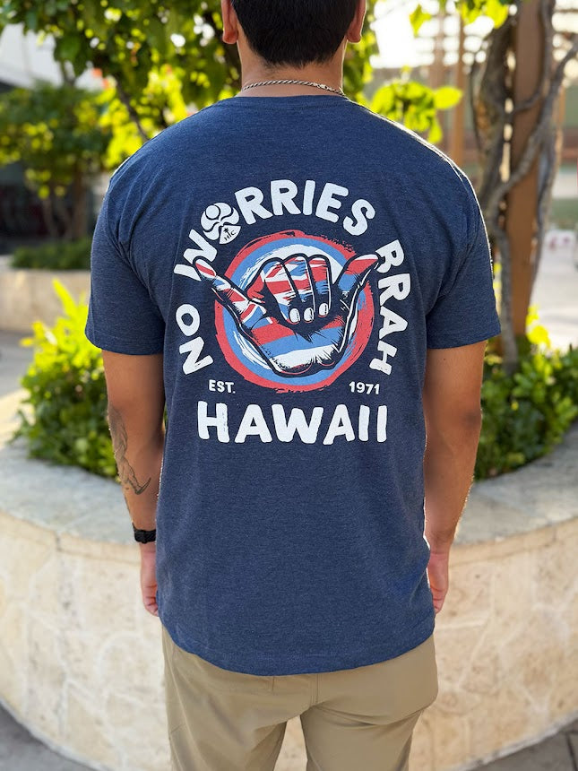 HIC NO WORRIES BRAH BIG BRADDAH TEE - NAVY HEATHER