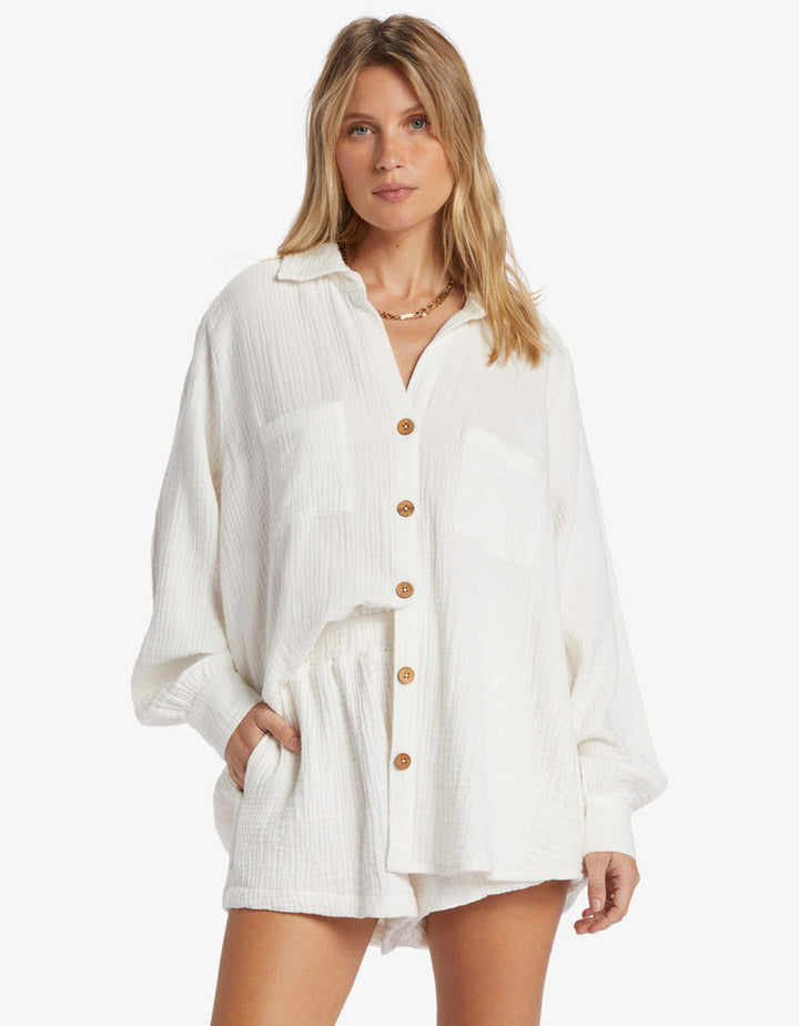 BILLABONG SWELL LONG SLEEVE WOVEN SHIRT - WHITE