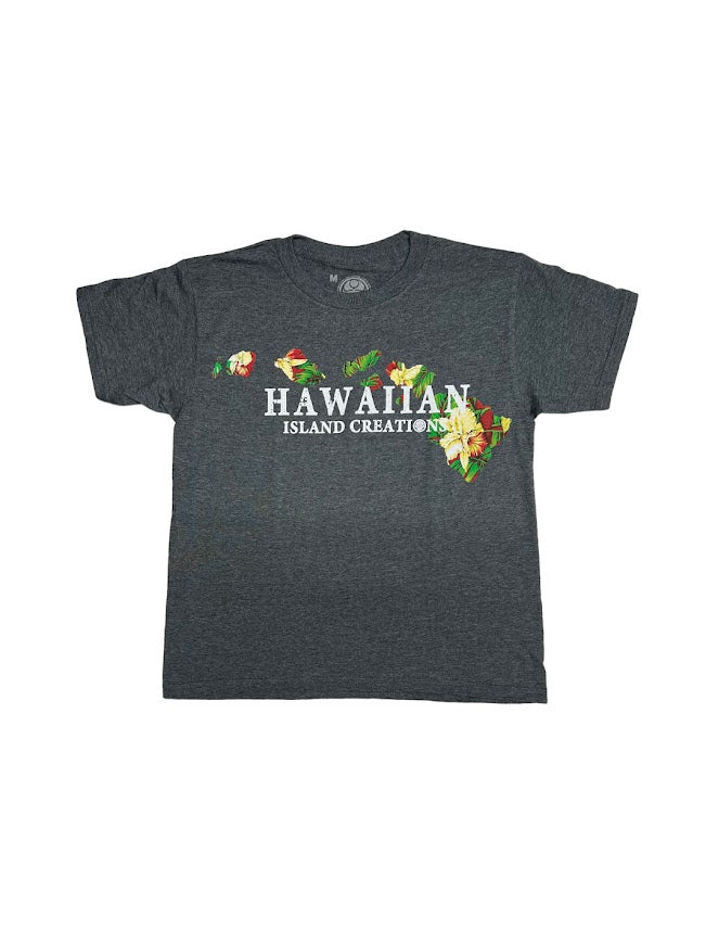 HIC HAWAII PRINT YOUTH TEE - CHARCOAL