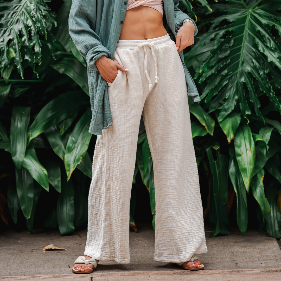 LOTUS AND LUNA X HIC CABANA PANT - CREAM – Hawaiian Island Creations LOTUS AND LUNA X HIC CABANA PANT - CREAM – Hawaiian Island Creations