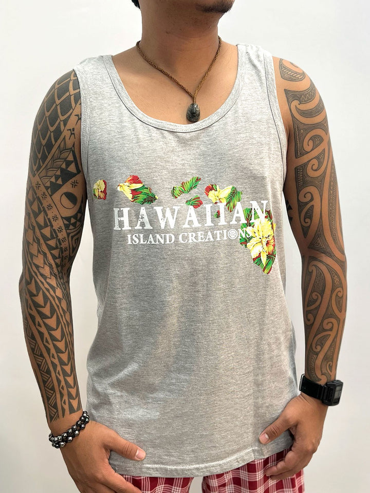HIC HAWAII PRINT TANK - HEATHER GRAY