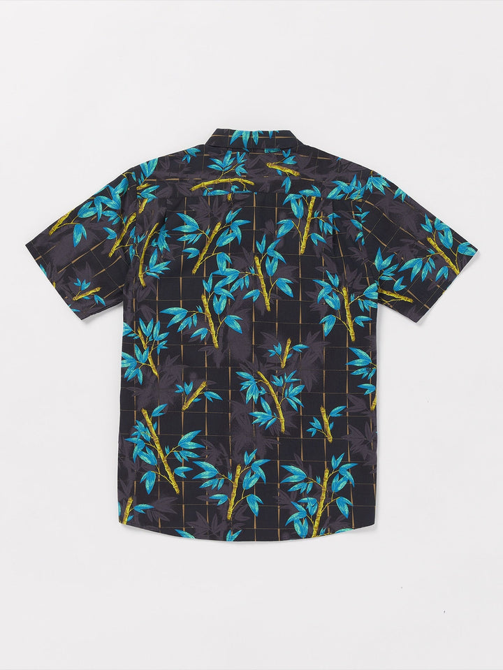 VOLCOM BAMBOOZELED FLORAL BUTTON DOWN WOVEN SHIRT - BLACK