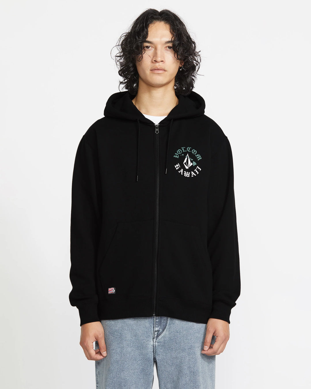 VOLCOM LINEAGE ZIP FLEECE HOODIE - BLACK