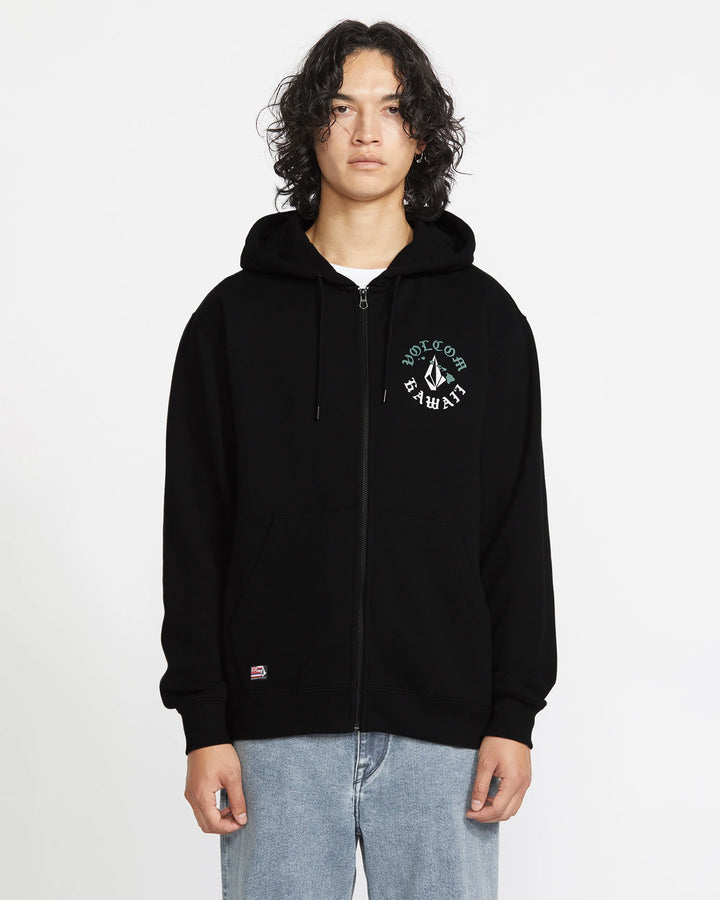 VOLCOM LINEAGE ZIP FLEECE HOODIE - BLACK