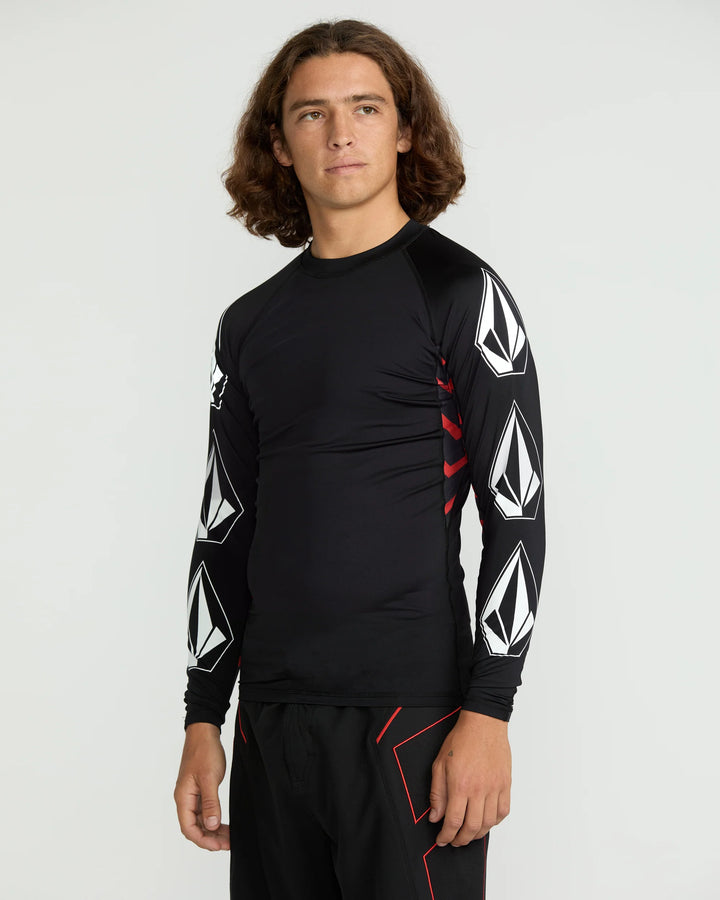 VOLCOM SURF VITALS J ROBINSON SURF SHIRT - BLACK/RED