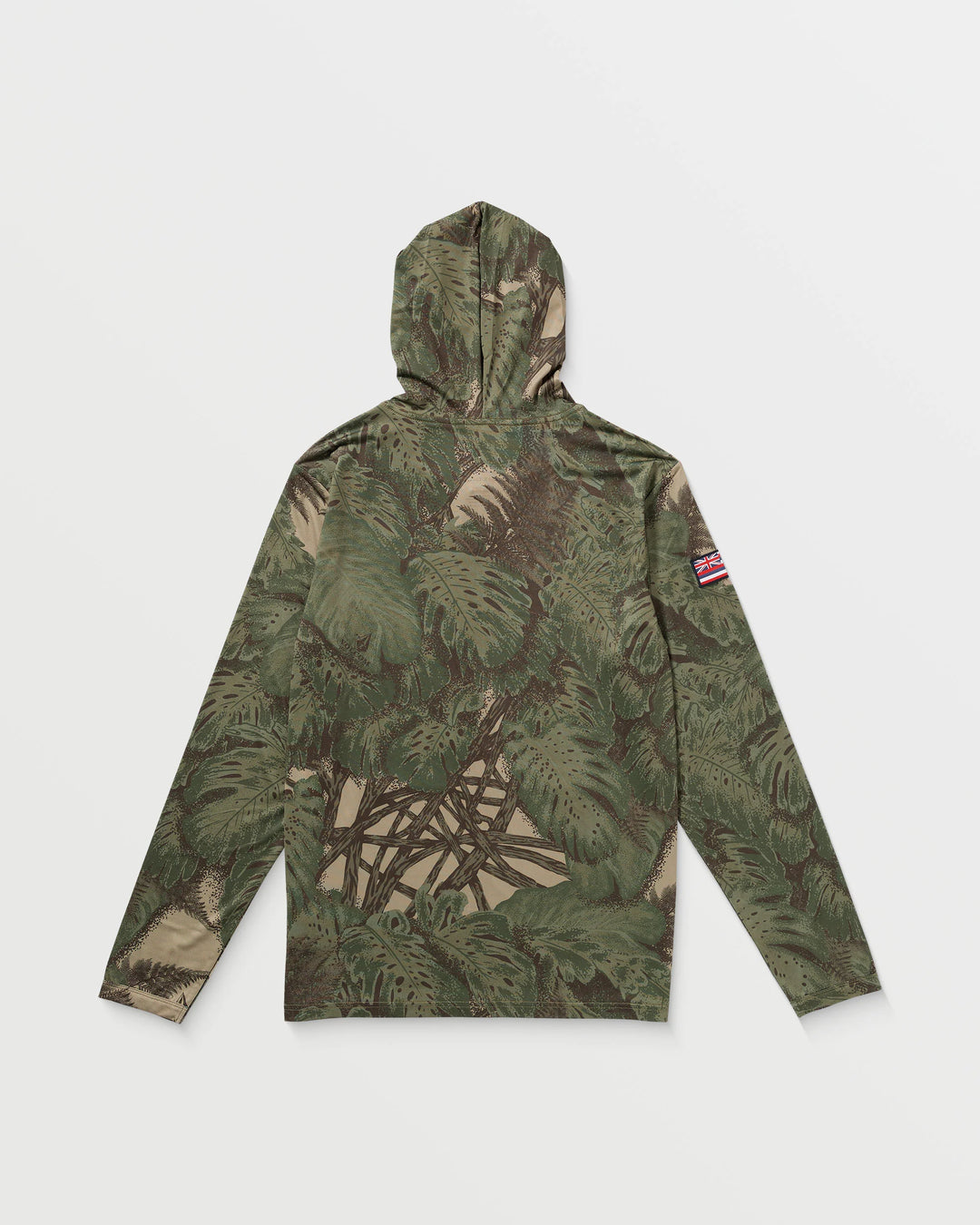 VOLCOM HI LOOSE LONG SLEEVE HOODED ZIP SURF SHIRT - KHAKI
