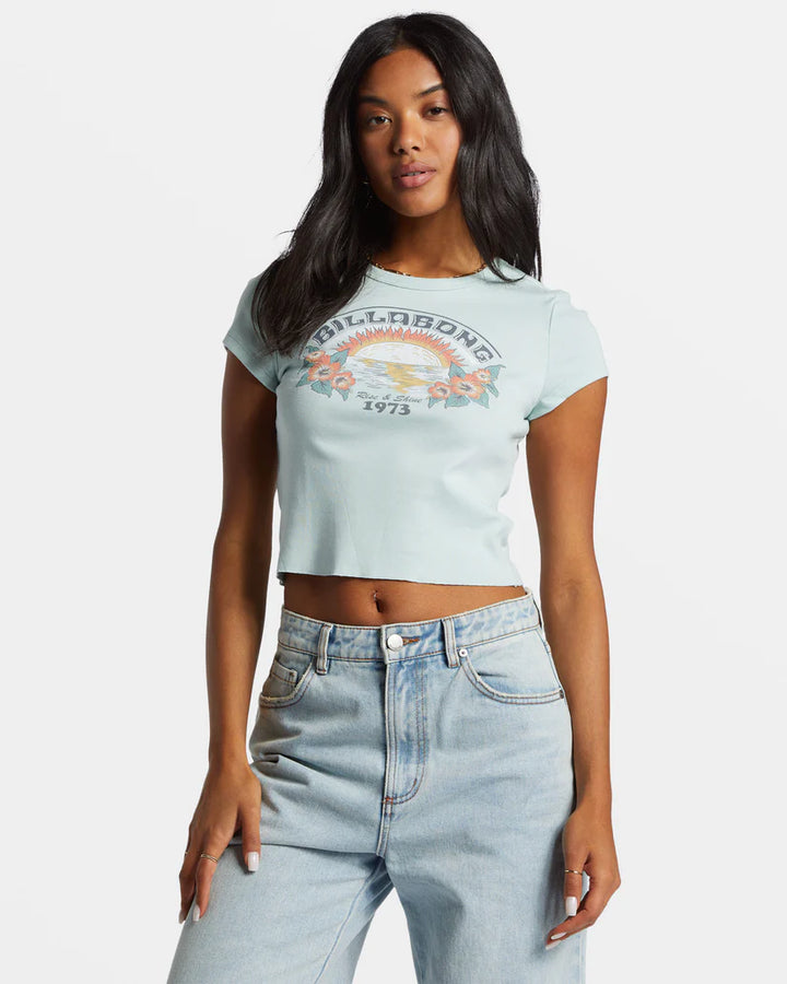 BILLABONG BLOCKY SUN WOMENS TEE - SEA FOG BLUE