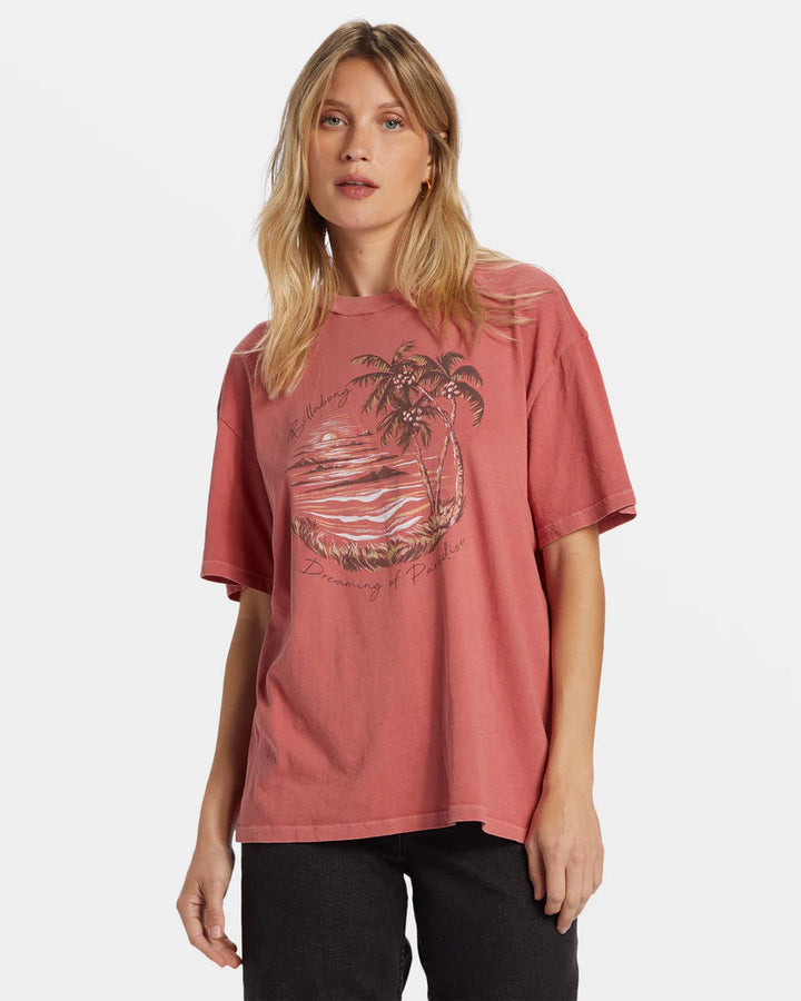 BILLABONG DREAMING OF PARADISE WOMENS TEE - RED CLAY