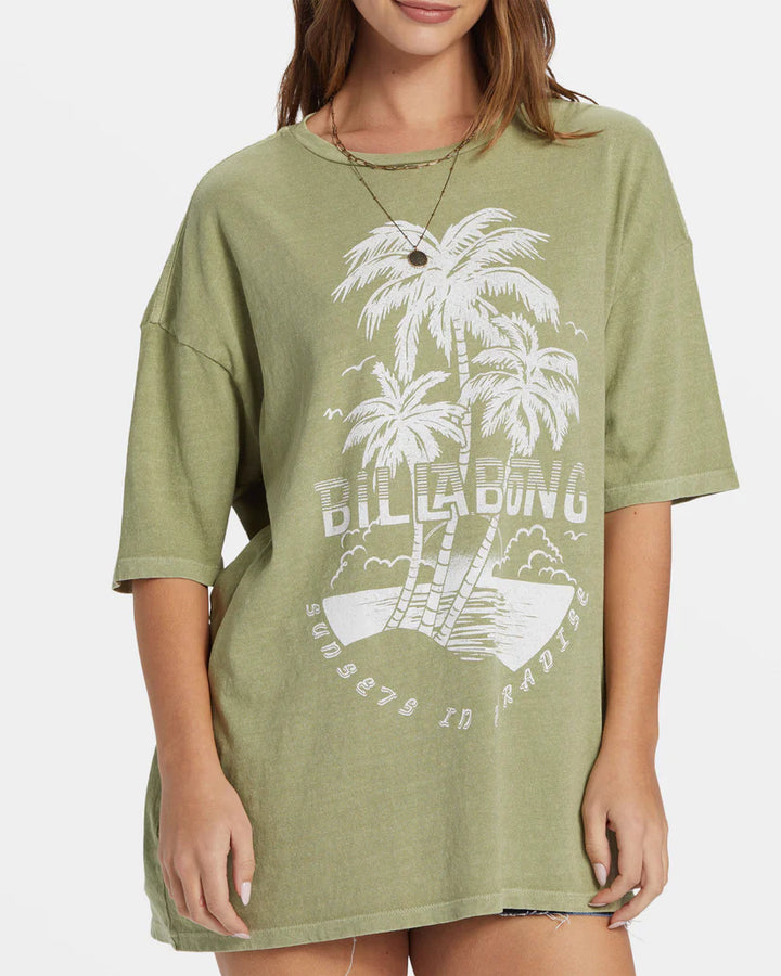 BILLABONG TIKI TROPICS WOMENS TEE - AVOCADO GREEN