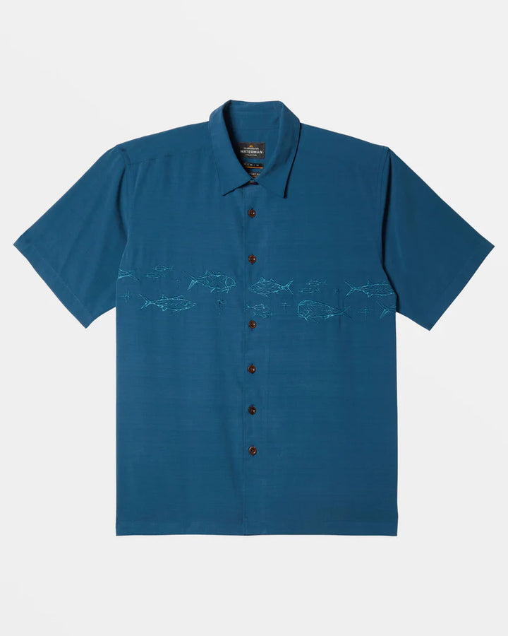 QUIKSILVER OFFSHORE BUTTON DOWN WOVEN SHIRT - BLUE