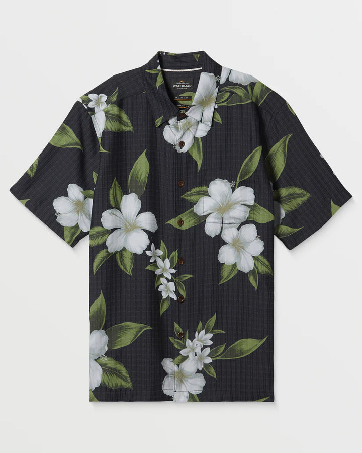 QUIKSILVER OUTER REEF BUTTON DOWN WOVEN SHIRT - BLACK