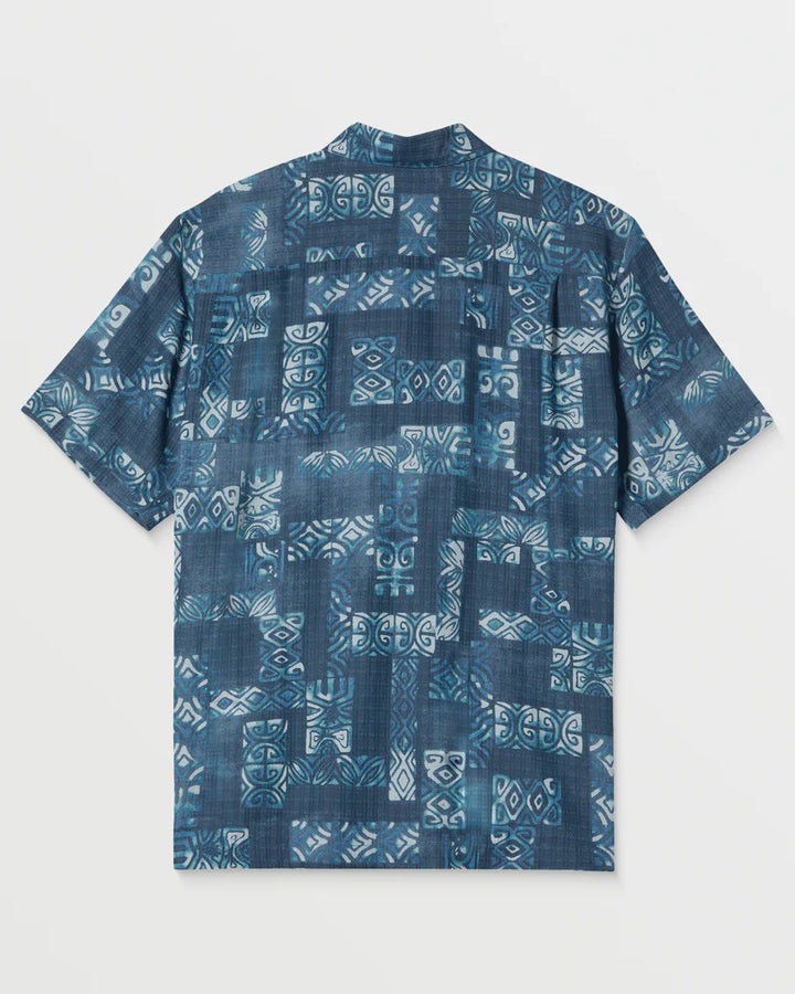 QUIKSILVER WATERMARK BUTTON DOWN WOVEN SHIRT - BLUE