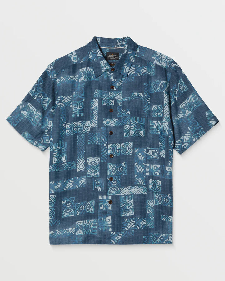 QUIKSILVER WATERMARK BUTTON DOWN WOVEN SHIRT - BLUE