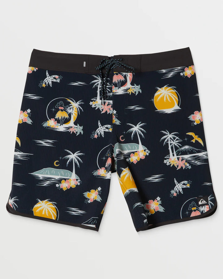 QUIKSILVER TR BLACK PAPER HIGHLINE SCALLOP 19" BOARDSHORT - BLACK