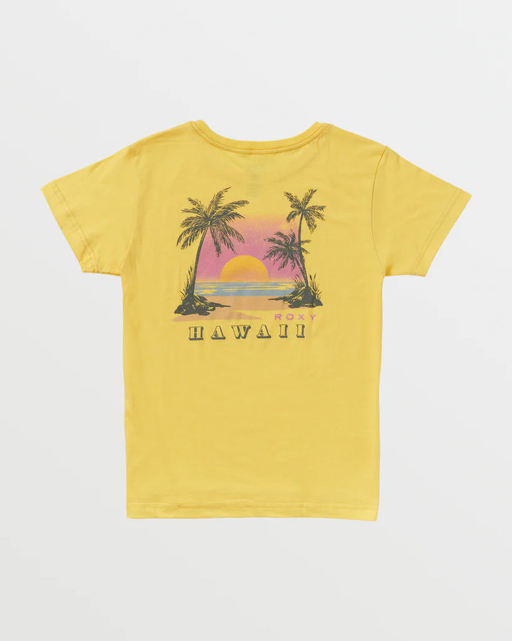 ROXY SUNSET BEACH HAWAII BOYFRIEND TEE - YELLOW