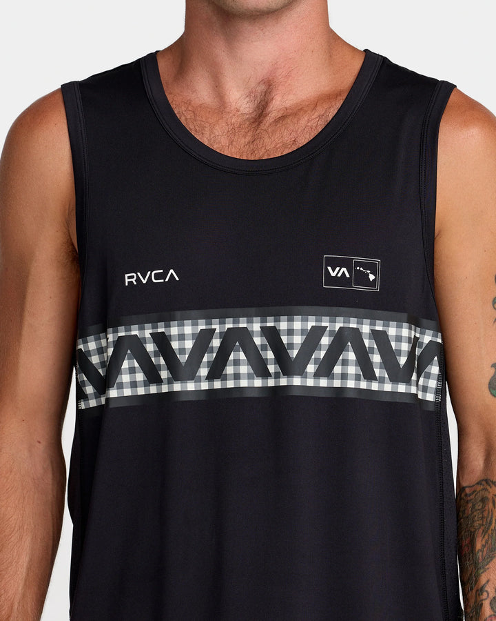RVCA HAWAII SPORT VENT TANK TOP - BLACK WHITE