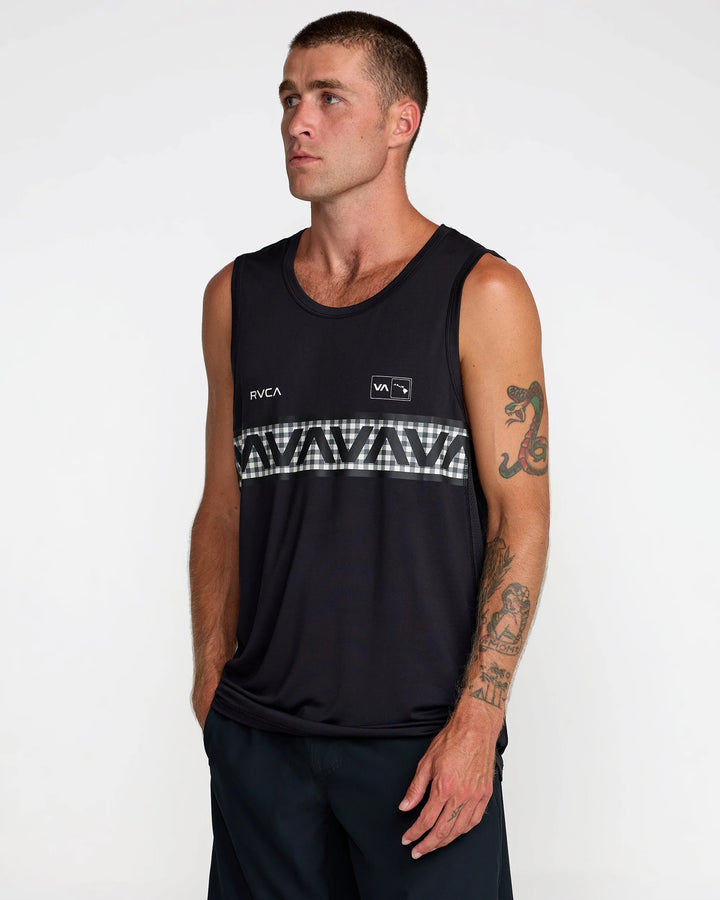 RVCA HAWAII SPORT VENT TANK TOP - BLACK WHITE