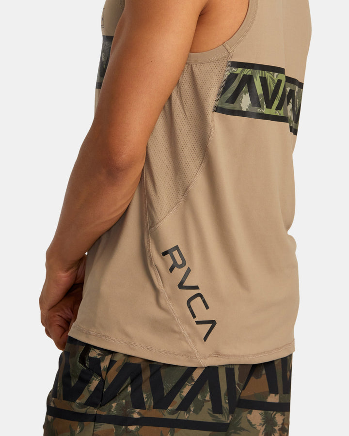 RVCA HAWAII SPORT VENT TANK TOP - DARK KHAKI