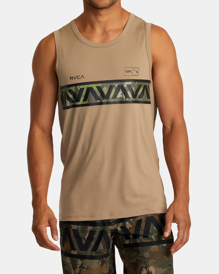 RVCA HAWAII SPORT VENT TANK TOP - DARK KHAKI