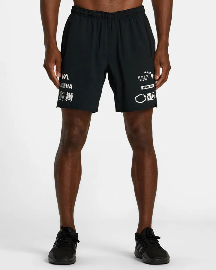 RVCA HAWAII ALL BRAND YOGGER SHORTS - BLACK