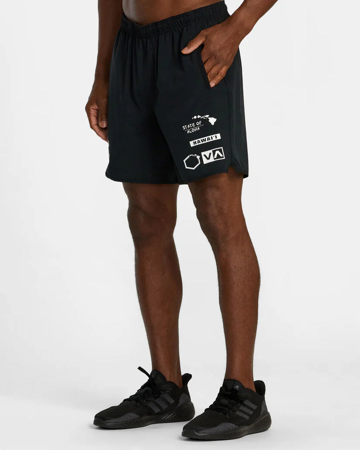 RVCA HAWAII ALL BRAND YOGGER SHORTS - BLACK