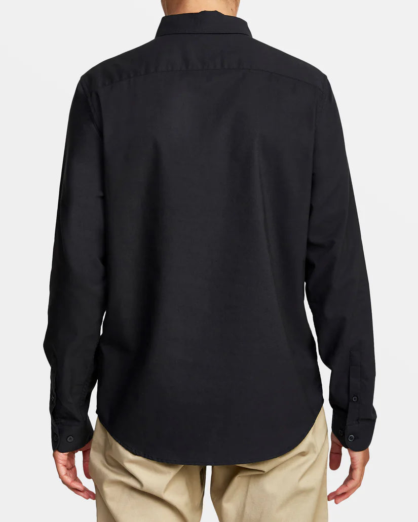 RVCA THAT'LL DO STRETCH LONG SLEEVE WOVEN SHIRT - BLACK