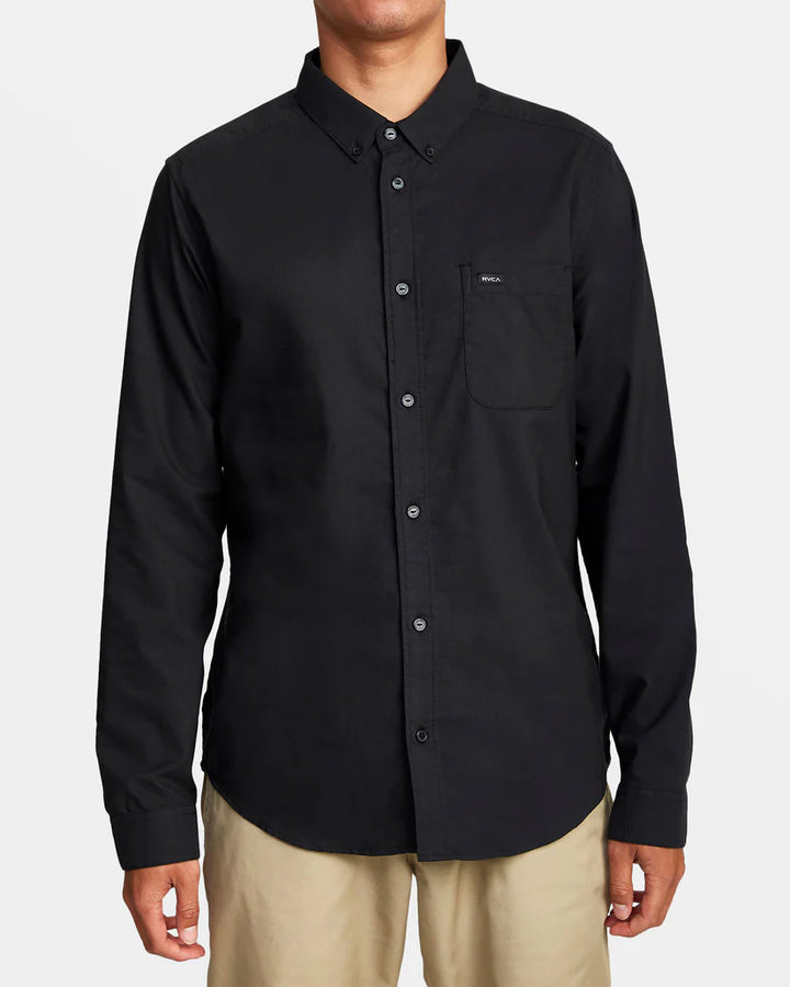 RVCA THAT'LL DO STRETCH LONG SLEEVE WOVEN SHIRT - BLACK