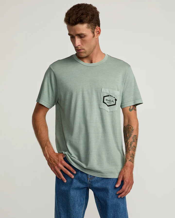 RVCA ISLAND HEX POCKET TEE - GRAY