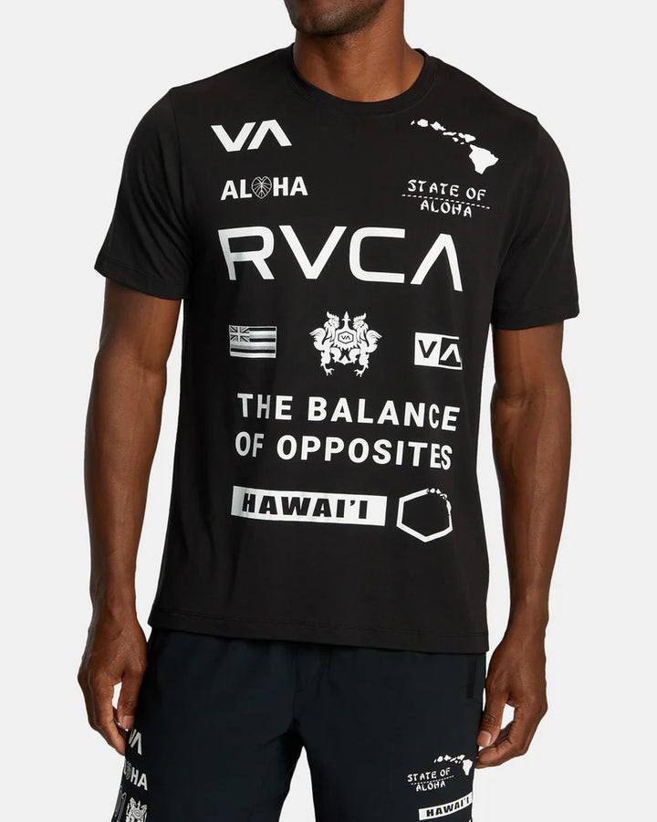 RVCA HAWAII ALL BRAND SPORT TECH TEE - BLACK