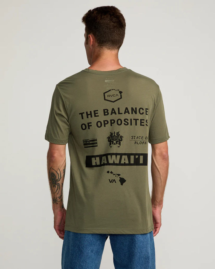 RVCA HAWAII ALL BRAND TEE - OLIVE GREEN