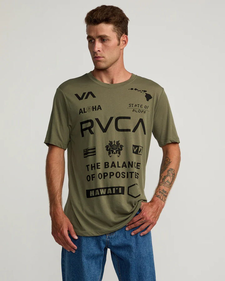 RVCA HAWAII ALL BRAND TEE - OLIVE GREEN