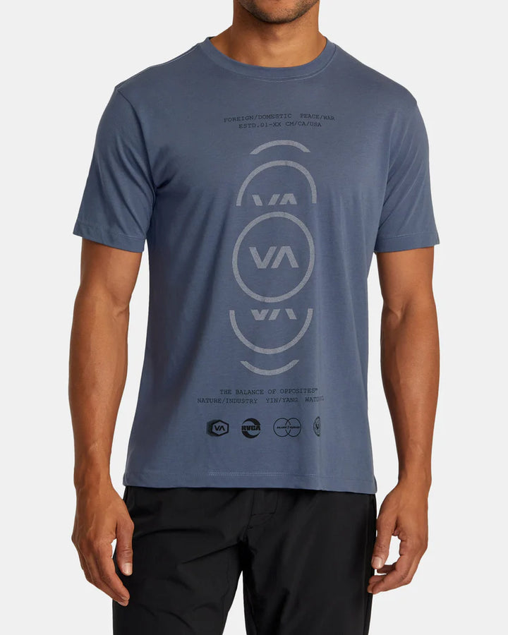 RVCA VA CIRCLE SPLITTER TEE - VINTAGE INDIGO