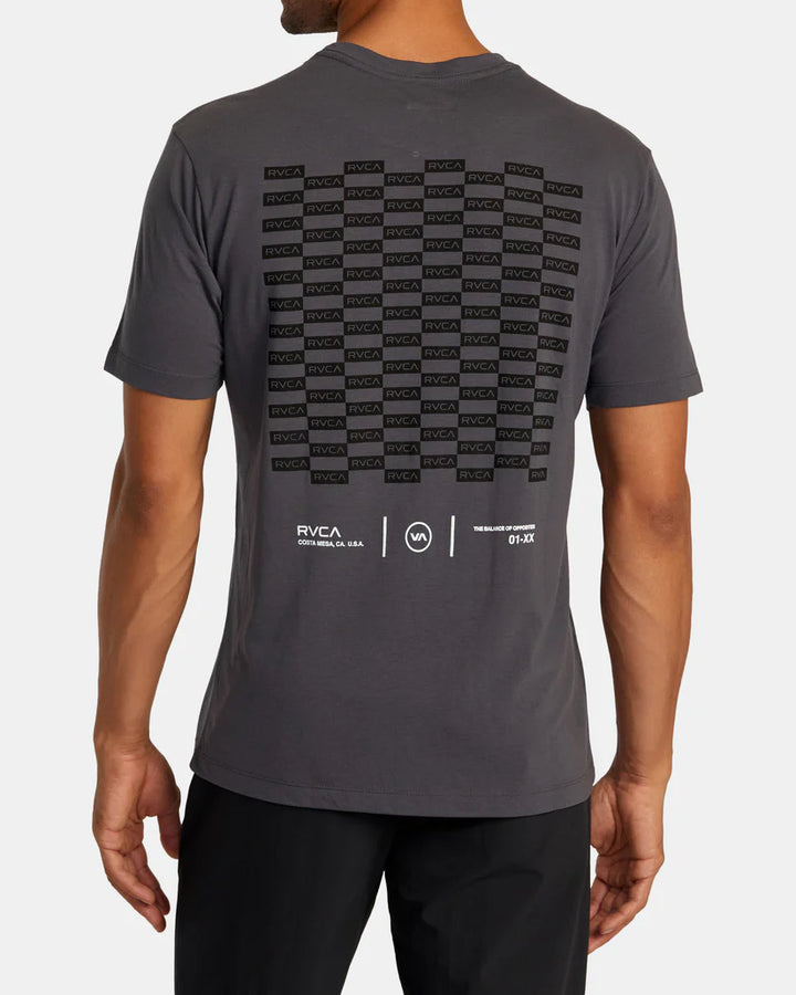 RVCA CHECK BOX TEE - SLATE