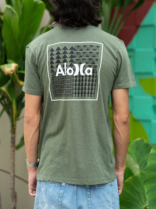 HURLEY ALOHA FOUR CORNERS TEE - OLIVE GREEN (382)