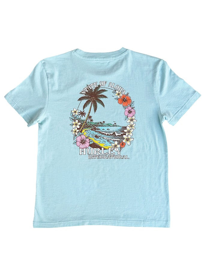 HURLEY ALOHA HALO CLASSIC WOMENS TEE - CANAL BLUE