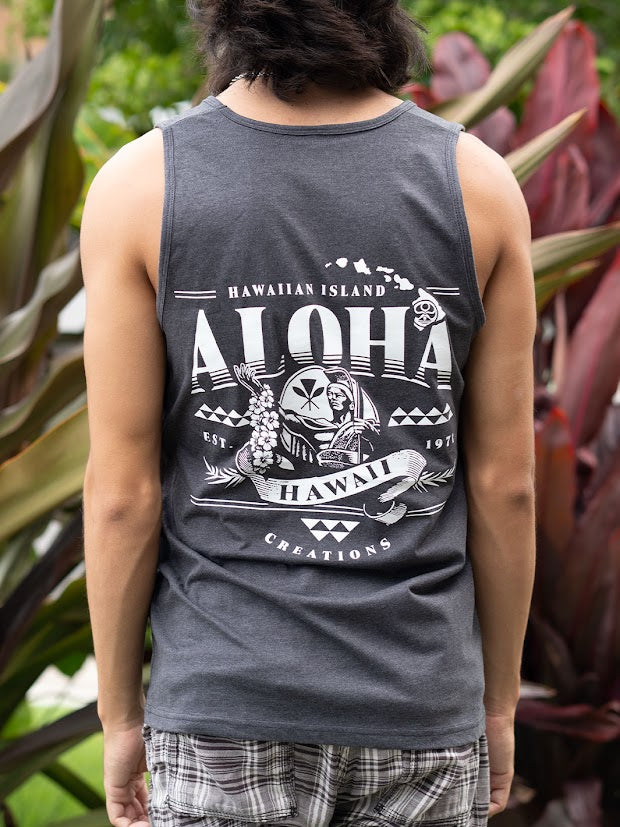 HIC ALOHA KAMEHAMEHA TANK - CHARCOAL HEATHER