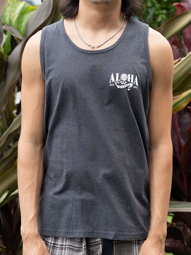 HIC ALOHA KAMEHAMEHA TANK - CHARCOAL HEATHER