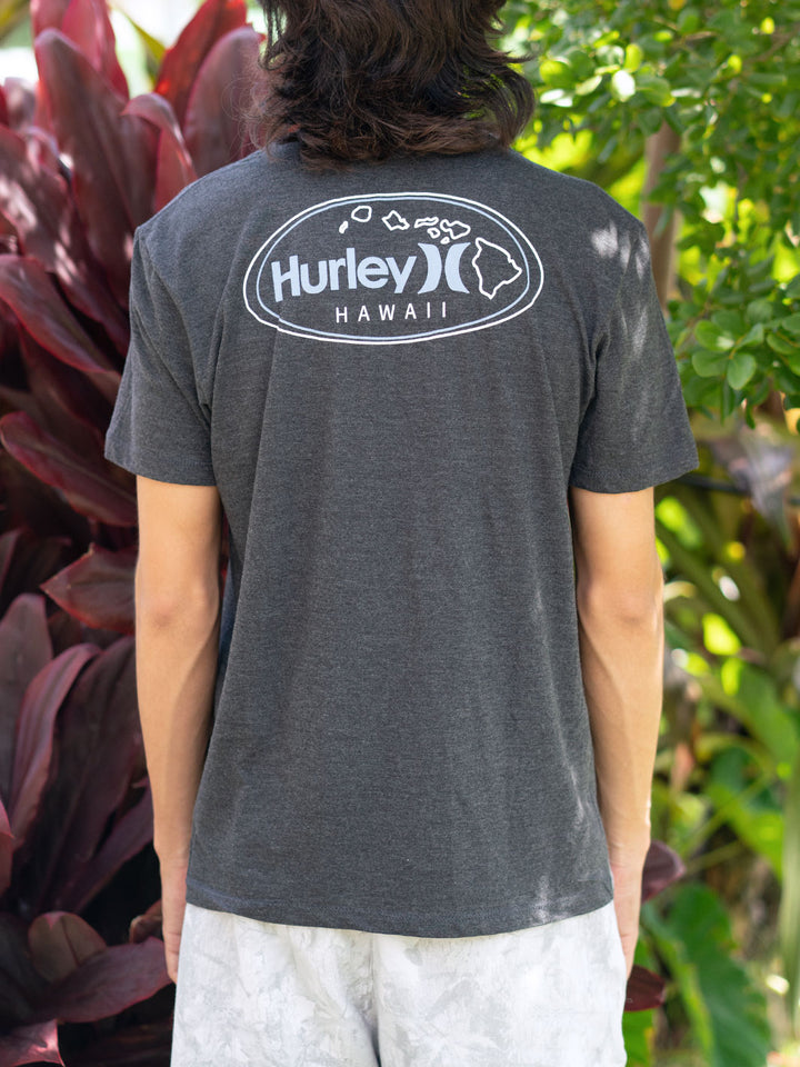 HURLEY ALOHA OVAL TEE - BLACK HEATHER