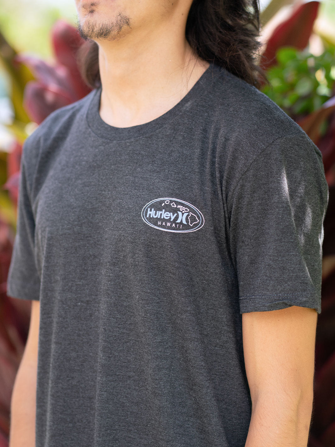 HURLEY ALOHA OVAL TEE - BLACK HEATHER