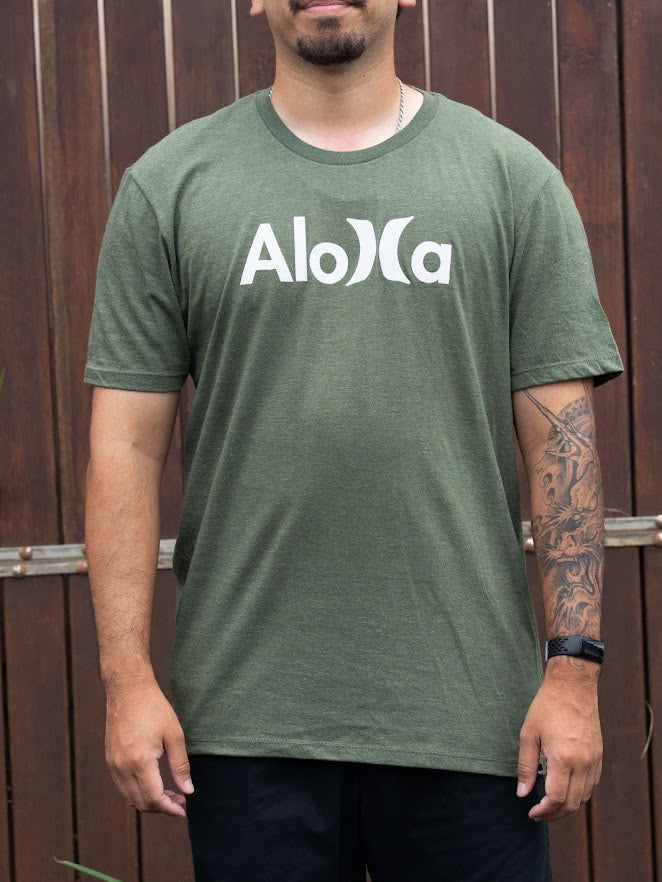 HURLEY ALOHA SOLID TEE - OLIVE HTR